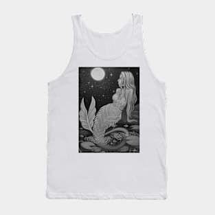 Black and White Moon mermaid Tank Top